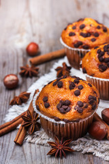 Homemade chocolate chip muffins for breakfast