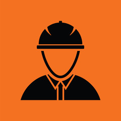Icon of construction worker head in helmet