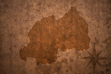 Carte du Rwanda sur un vieux fond de papier crack vintage