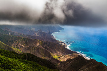 Beautiful view of Anaga mountains with the Taganana village, Tenerife, Canary Islands