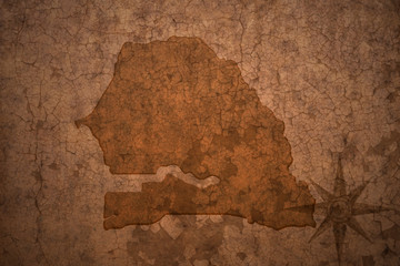 senegal map on a old vintage crack paper background