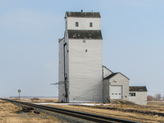 Grain Elevator by Track in Prairie