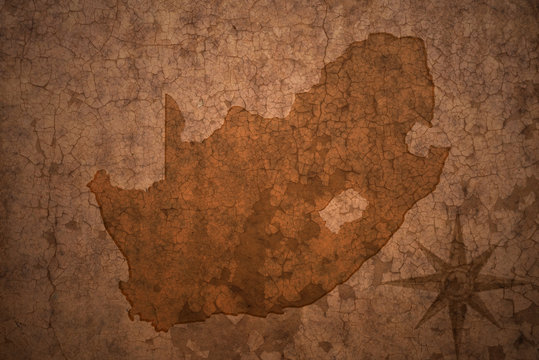 south africa map on a old vintage crack paper background