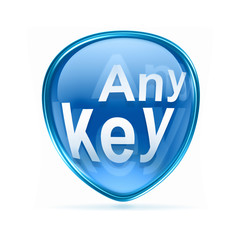 Any Key icon blue, isolated on white background
