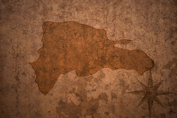 dominican republic map on a old vintage crack paper background
