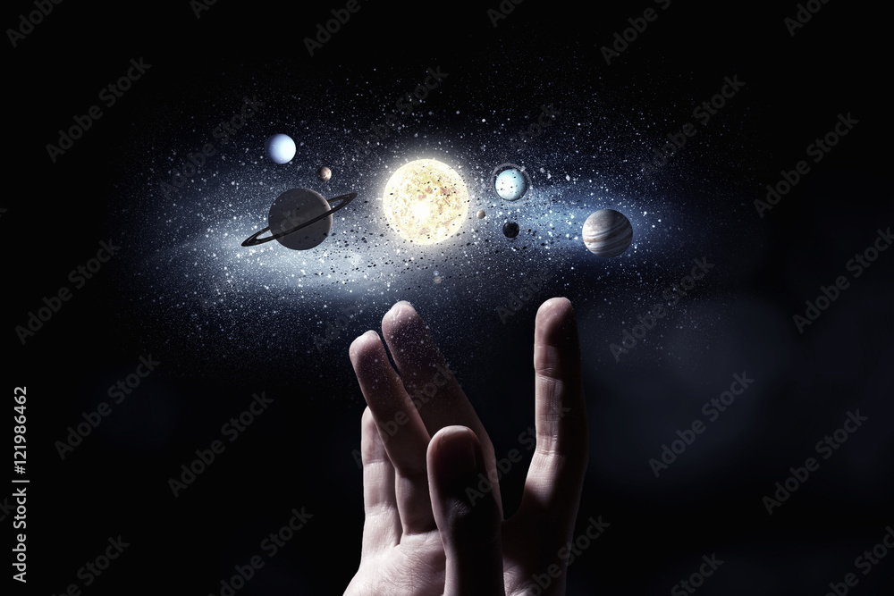 Canvas Prints system of planets . mixed media