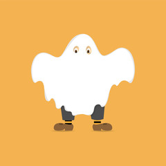Child dressed in a ghost costume for halloween