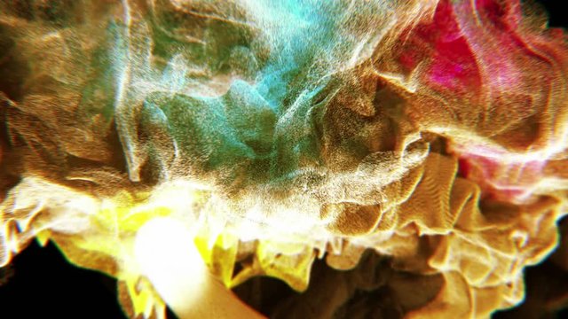 Varicolored dust storm, abstract particle animation, looping