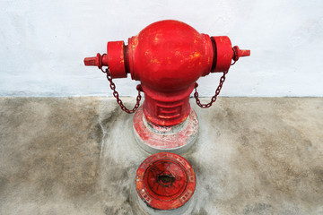 Stop fire with water hydrant, big water pump on street