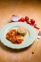 couscous with fish capsicum and capers