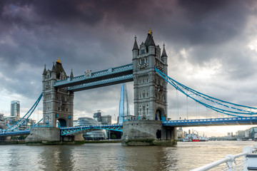 Fototapeta na wymiar Sunset view of Tower Bridge in London, England, United Kingdom
