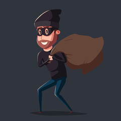 Cute thief character. Vector cartoon illustration