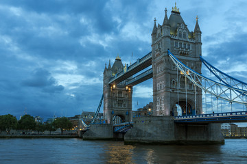 Fototapeta na wymiar Night photo of Tower Bridge in London, England, United Kingdom