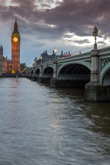 Nignt view of Westminster Bridge and Big Ben, London, England, United Kingdom