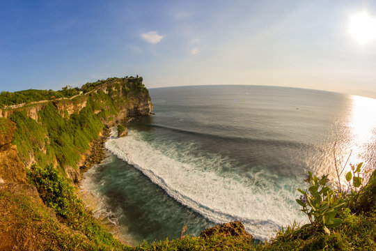 view of a cliff in Bali Indonesia.Uluwatu temple