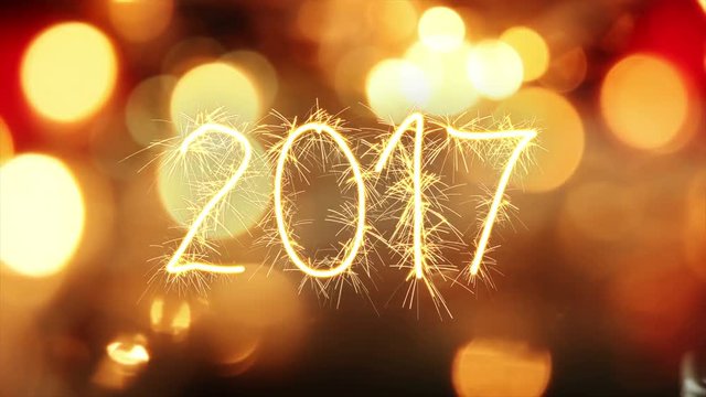 sparkler text animation new 2017 year greeting. Last 10 seconds are loopable. 4k (4096x2304)
