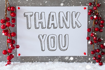 Naklejka na ściany i meble Label, Snowflakes, Christmas Decoration, Text Thank You