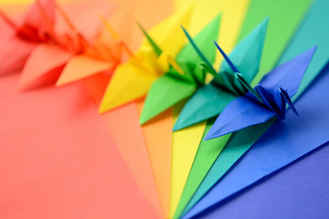 7色の折り鶴
