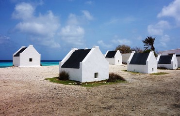 Fototapeta na wymiar Slave huts in Bonaire