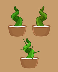 Potted Cactus Plants Vector