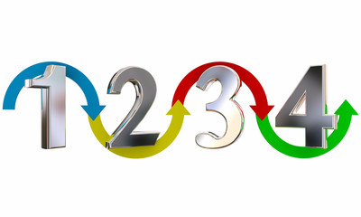 Four 4 Steps Arrows Levels Numbers 3d Illustration