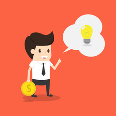 businessman hold money coin and looking idea to change