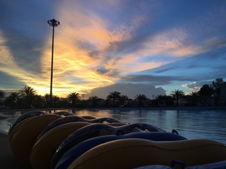 Sunset at waterpark