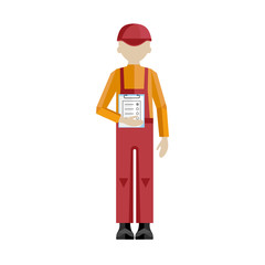 Delivery man on the work isolated vector illustration on white background