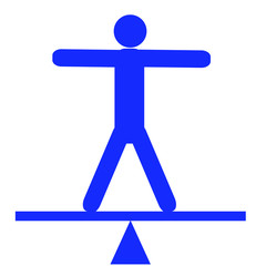 バランスを取る人のイラスト　青