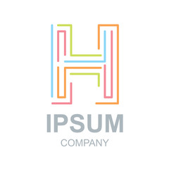 Abstract letter H logo design template,Business,Colorful creative sign,vector icon,lines letters,Typographic elements,Modern type made of concentric lines