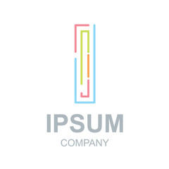 Abstract letter I logo design template,Business,Colorful creative sign,vector icon,lines letters,Typographic elements,Modern type made of concentric lines