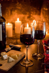 wine and a fire