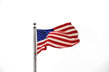 Obraz premium waving USA flag on white background