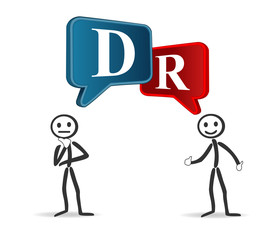 democratic and republican sign with draw person