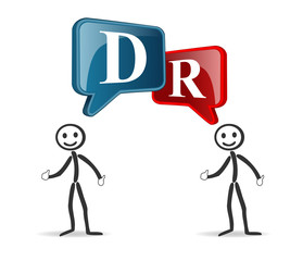 democratic and republican sign with draw person