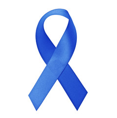 Awareness blue ribbon isolated on white background