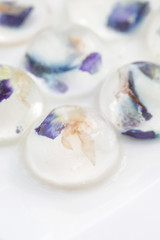 Jelly with edible flower inside - food decoration