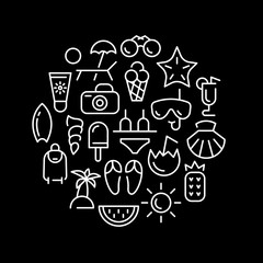 Summer time vector illustrations with icons