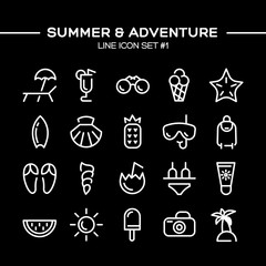 Summer and adventure icons set