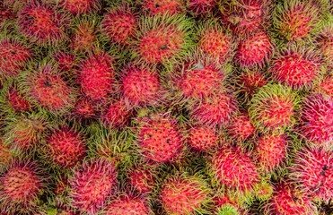 Fresh  rambutan tropical  Asian fruit, Chanthaburi, Thailand.