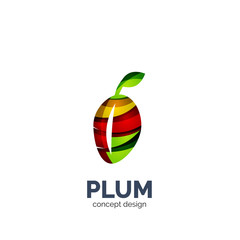Vector creative abstract plum fruit logo
