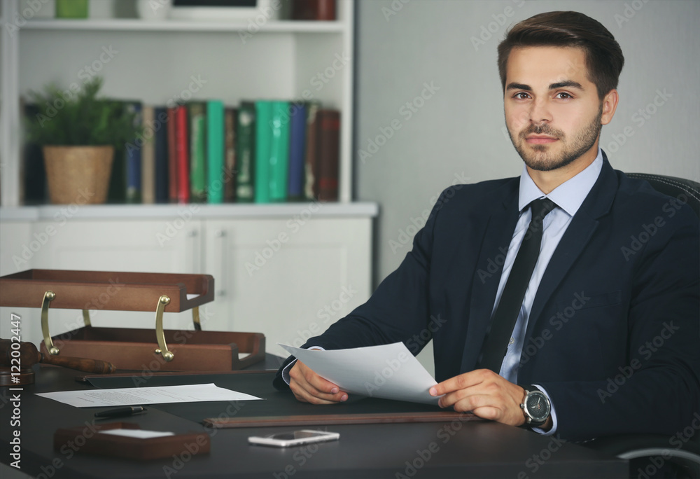 Wall mural Businessman working in modern office