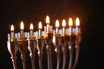 jewish holiday Hanukkah background with menorah