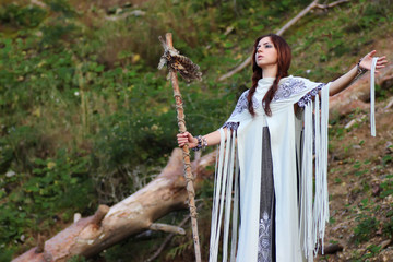 Shaman with Staff and glass ball outdoor