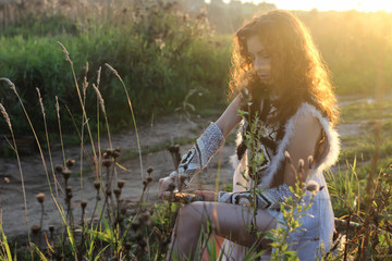girl clothes amazon nature sunset