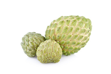 custard apple fruit with stem on white background