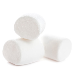 Fluffy white marshmallow macro isolated over white background. H