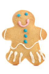 Gingerbread man isolated over white background. Holiday Christma