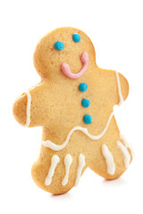 Gingerbread man isolated over white background. Holiday Christma