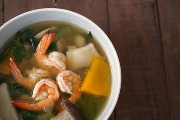 Thai Spicy Mixed Vegetable Soup with Prawns